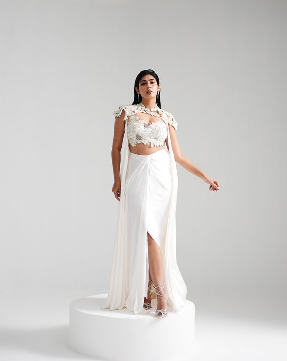Nirvana - Ivory Cape Co-ord Lehenga