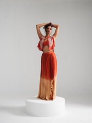Fikr - Orange Satin Silk Co-Ord