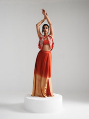 Fikr - Orange Satin Silk Co-Ord