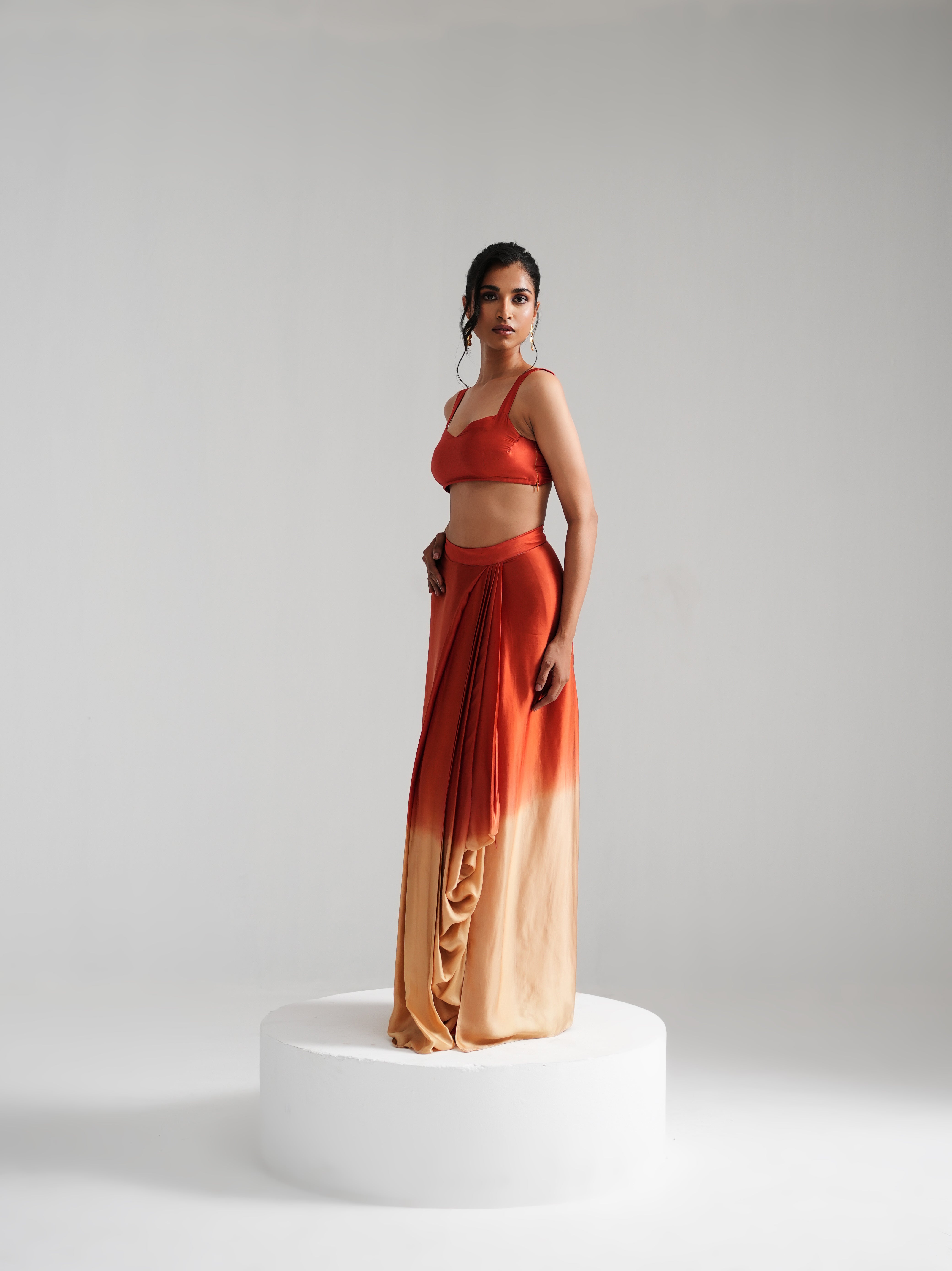 Fikr - Orange Satin Silk Co-Ord