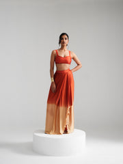 Fikr - Orange Satin Silk Co-Ord