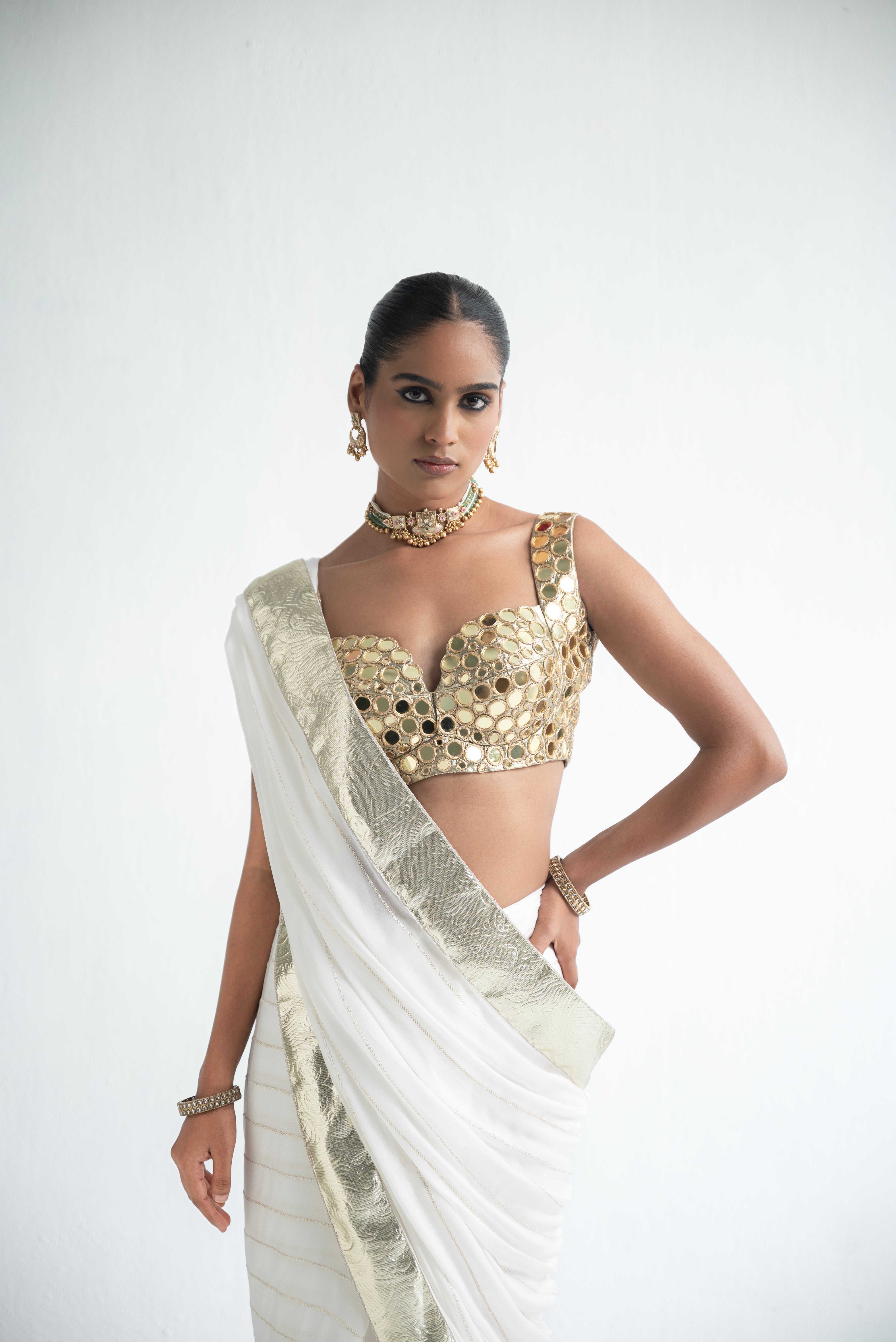 Chaand - Gold Mirror Saree