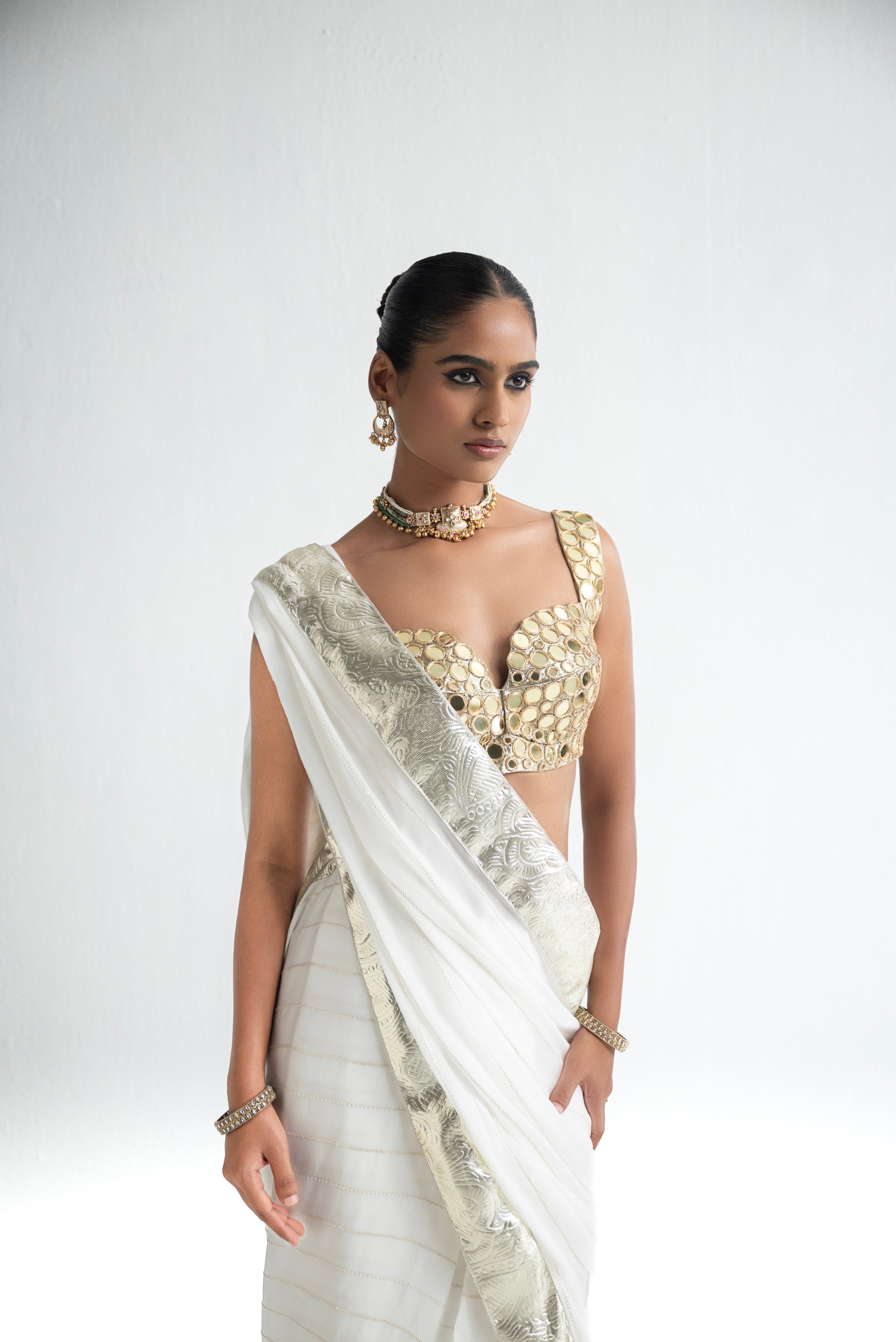 Chaand - Gold Mirror Saree