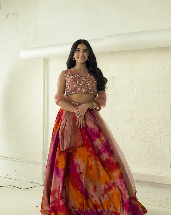 Revolve - Tie Dye Red Lehenga