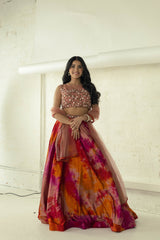 Revolve - Tie Dye Red Lehenga - TANTRUMTHELABEL