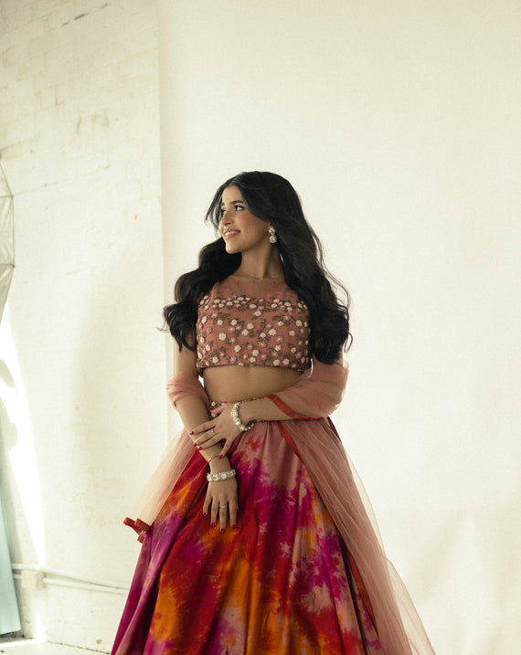 Revolve - Tie Dye Red Lehenga