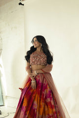 Revolve - Tie Dye Red Lehenga - TANTRUMTHELABEL