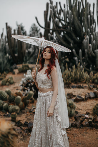 Morana - Ivory Gold Sequin Lehenga - TANTRUMTHELABEL