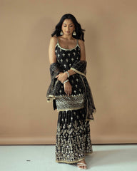 THE ANJANA SHARARA - BLACK & GOLD - TANTRUMTHELABEL