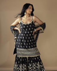 THE ANJANA SHARARA - BLACK & GOLD - TANTRUMTHELABEL